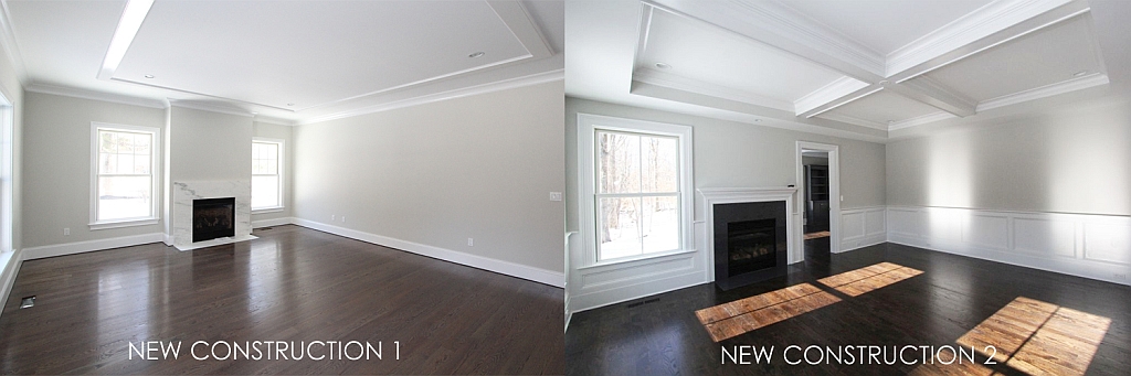 New Constructions comparioson - same floor color, same wall color, same trim color - no emotions evoking connection points